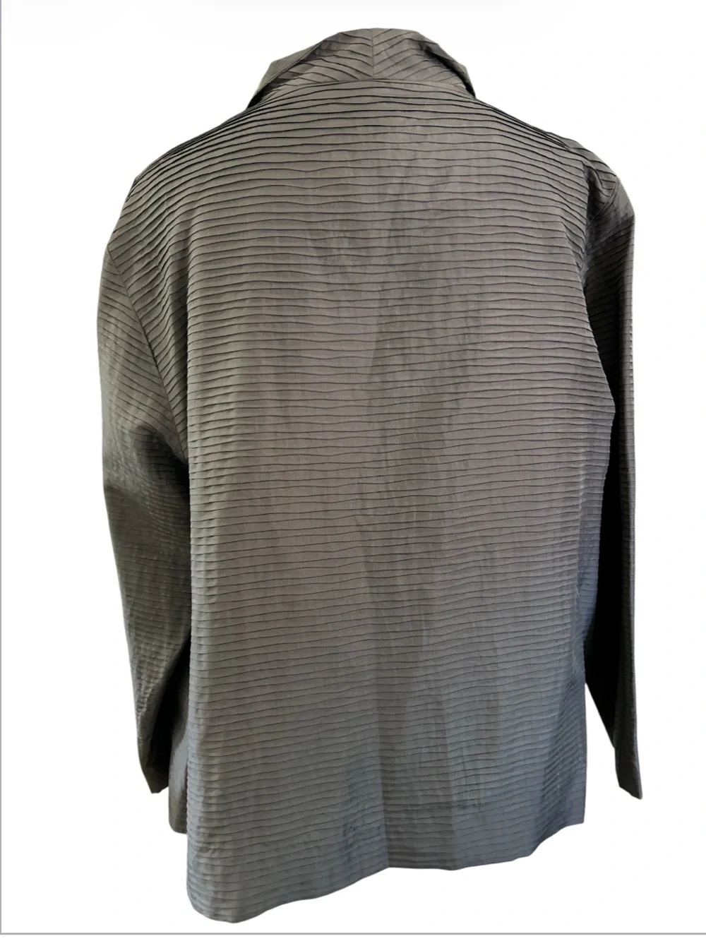 Eileen Fisher pleated silk open front silk jacket gray size 1X